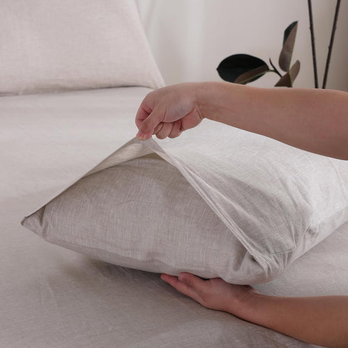 100% French Linen Pillowcase Set of 2, Natural Pure Linen Pillow Covers