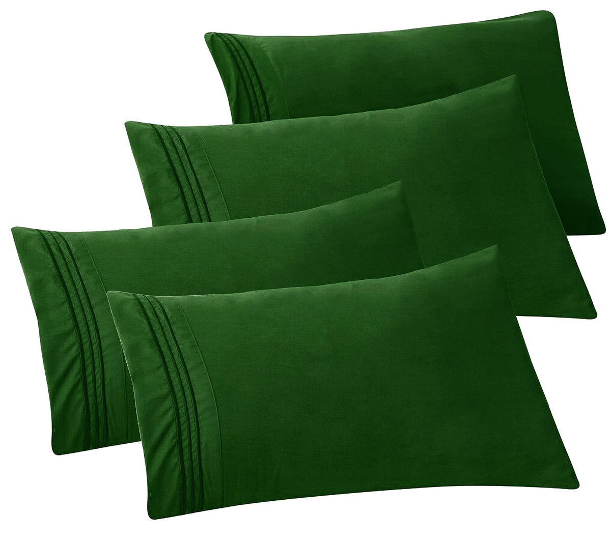 Elegant Comfort 4-PACK Solid Pillowcases 1500 Premium Hotel Quality Microfiber - Smooth Weave, Wrinkle and Stain Resistant, Easy Slip-On, 4-Piece Set, Standard/Queen Pillowcase, Gray