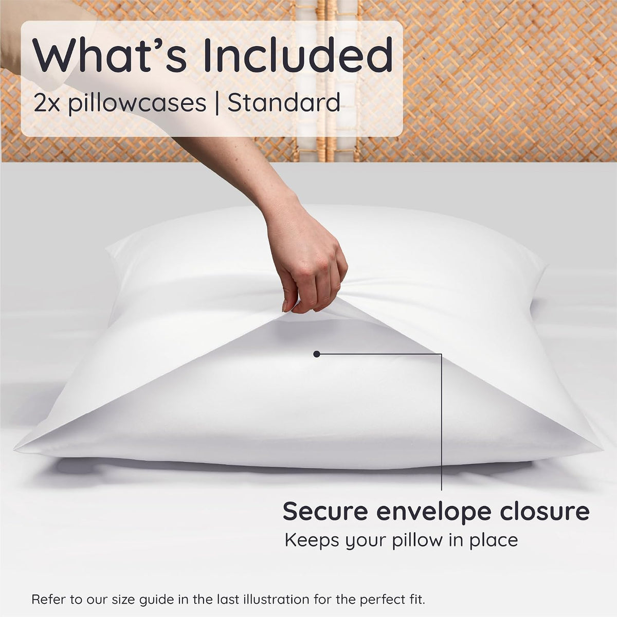 Bambaw 100% Viscose Derived from Bamboo Pillowcase Standard Size – Set of 2 Cooling Pillow Cases for Hot Sleepers, Breathable & Good for the Skin, Cooling Pillow Cover with Envelope Closure (White)