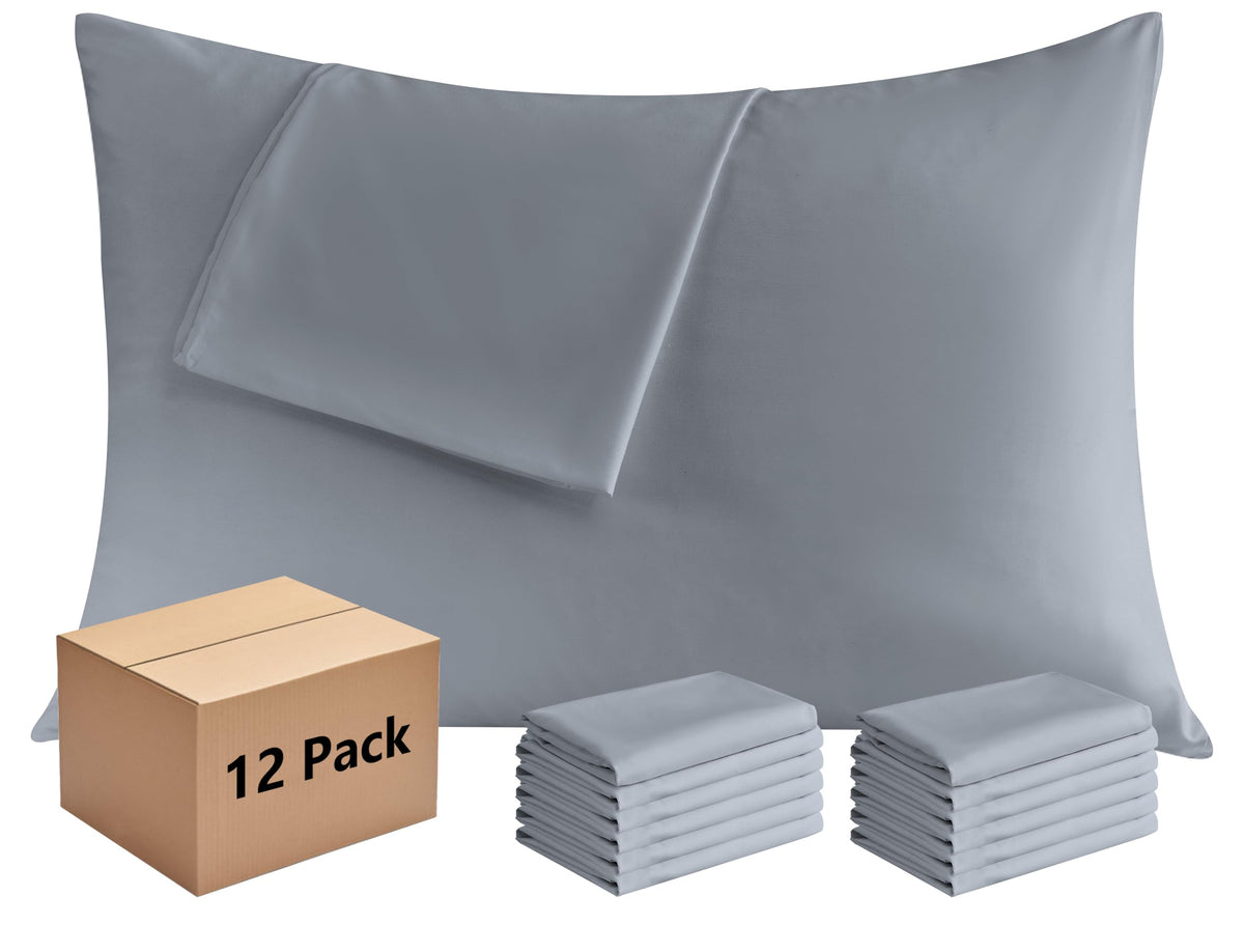 CULVE White Pillow Cases Standard 12 Pack, Microfiber Pillowcase, 20x26