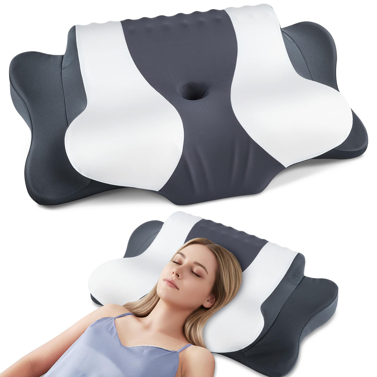 DONAMA Cervical Pillow for Neck Pain, Ergonomic Memory Foam Contour Pillow