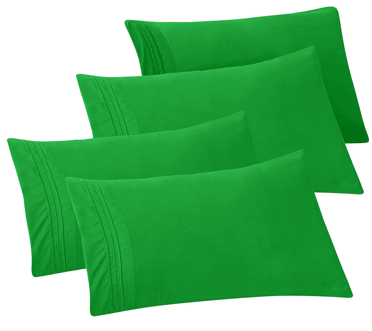 Elegant Comfort 4-PACK Solid Pillowcases 1500 Premium Hotel Quality Microfiber - Smooth Weave, Wrinkle and Stain Resistant, Easy Slip-On, 4-Piece Set, Standard/Queen Pillowcase, Gray