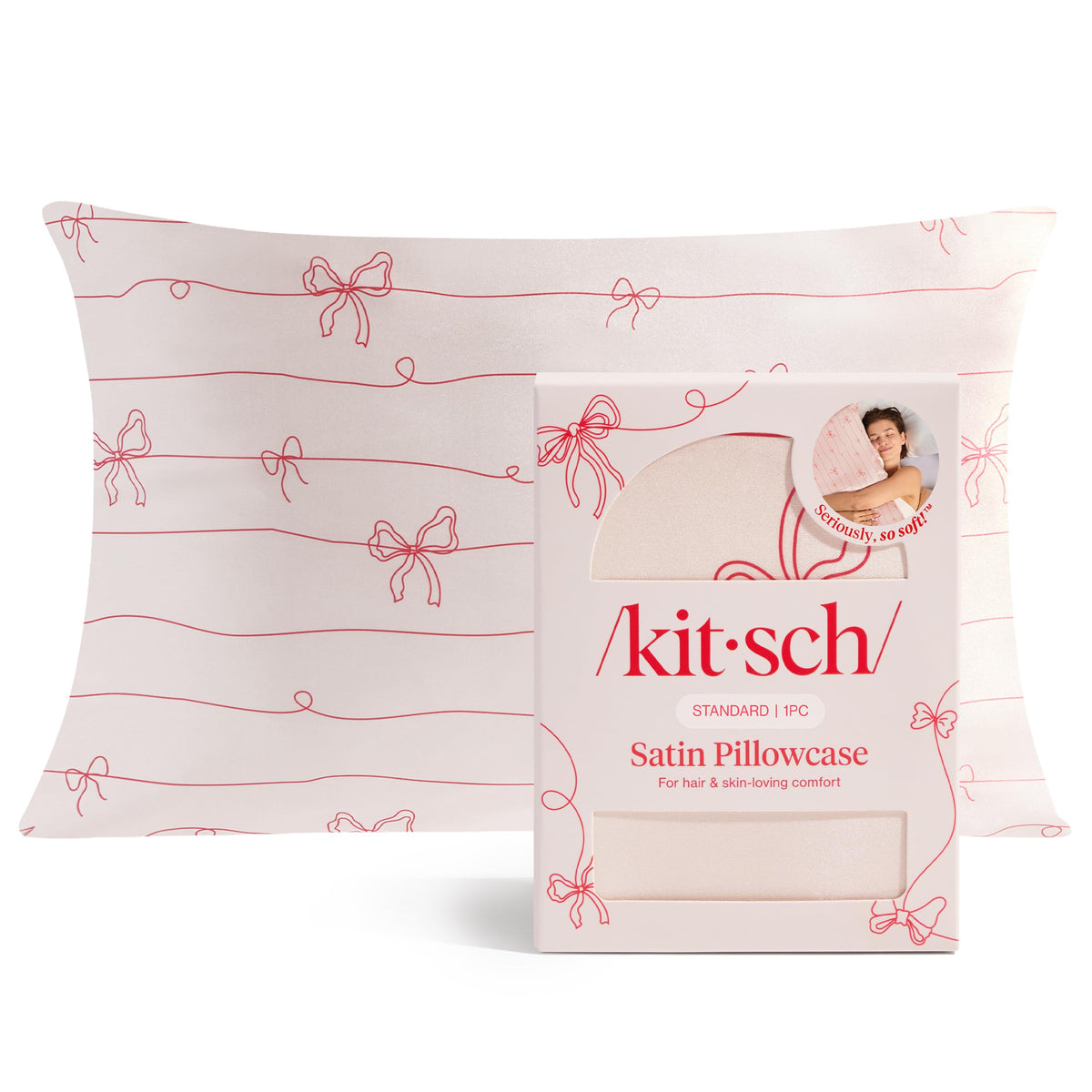 Kitsch Satin Pillowcase with Zipper - 2 pcs King Size, Ivory