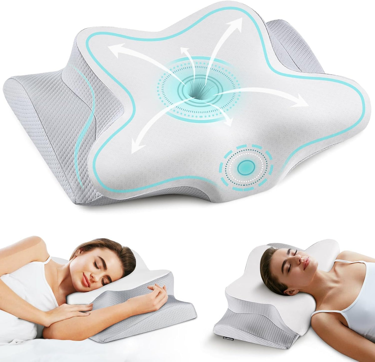 Cervical Neck Pillow for Pain Relief - Ergonomic Pillow Side Sleeper Pillow for Sleeping, Orthopedic Bed Pillow Neck Support Pillow, Contour Memory Foam Pillows for Side Back Sleepers