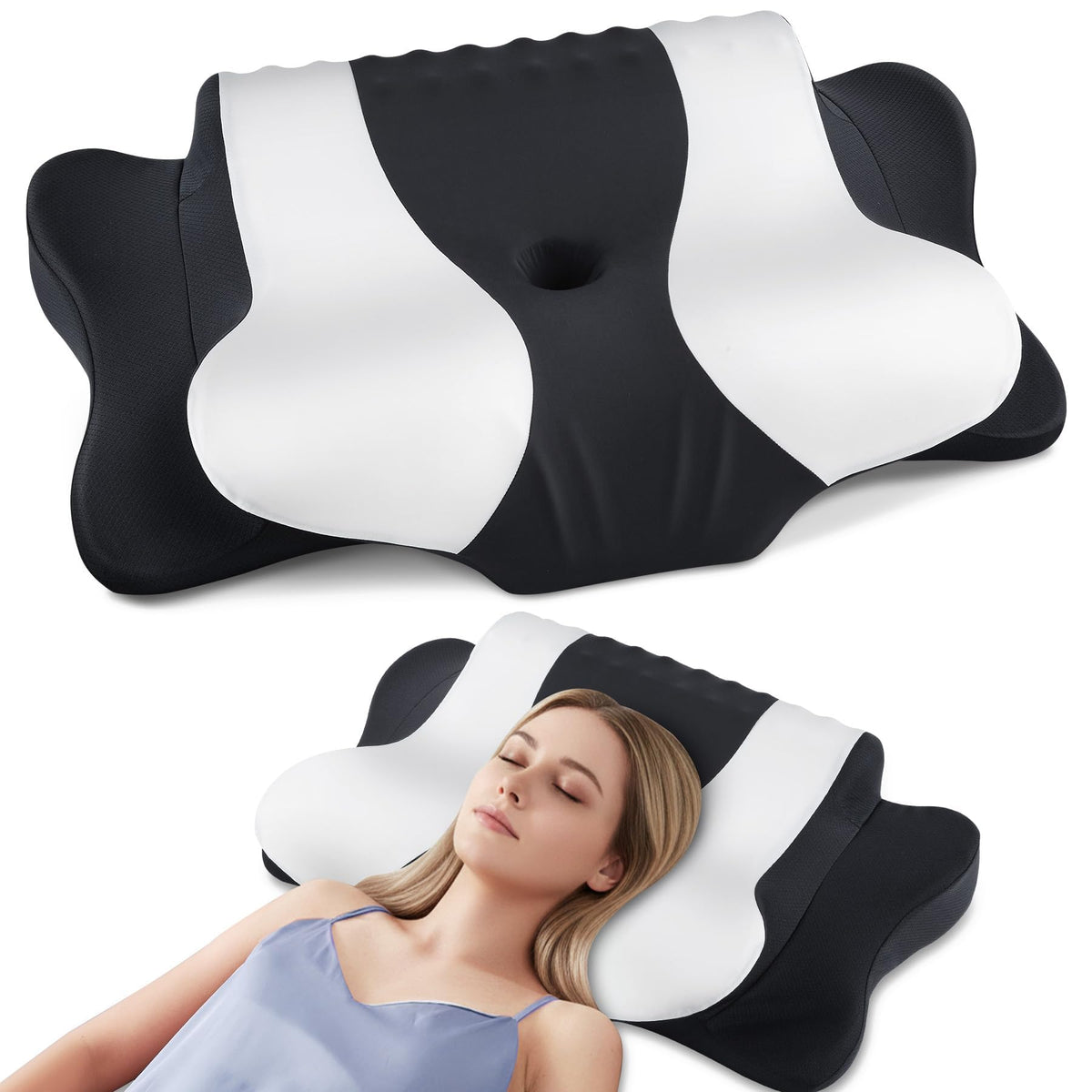 DONAMA Cervical Pillow for Neck Pain, Ergonomic Memory Foam Contour Pillow