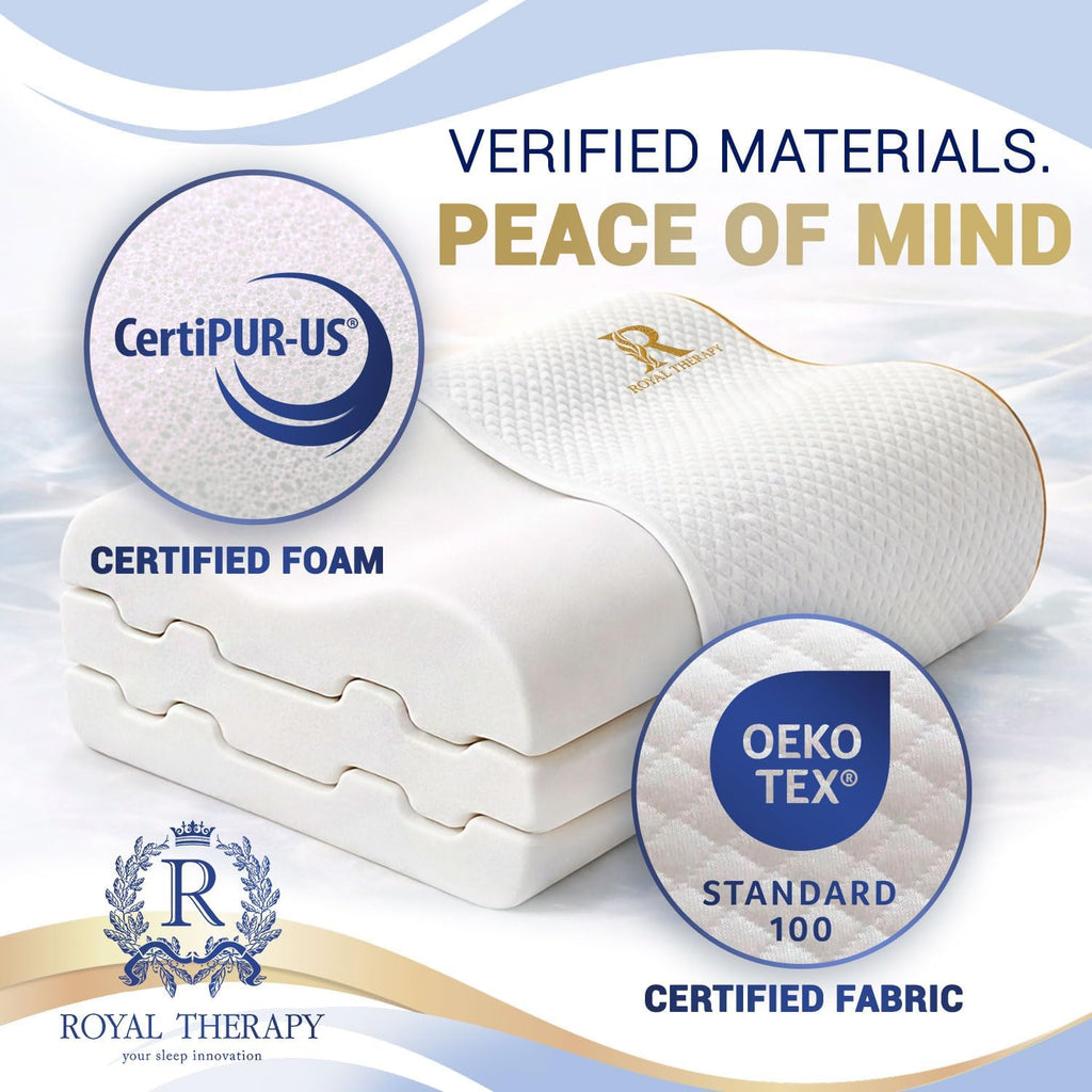 Royal Therapy King Memory Foam Pillow – Ergonomic Cervical Pillow for Neck and Shoulder Pain – Medium Firm Contour Pillow for Side, Back, and Stomach Sleepers – CertiPUR-US Certified