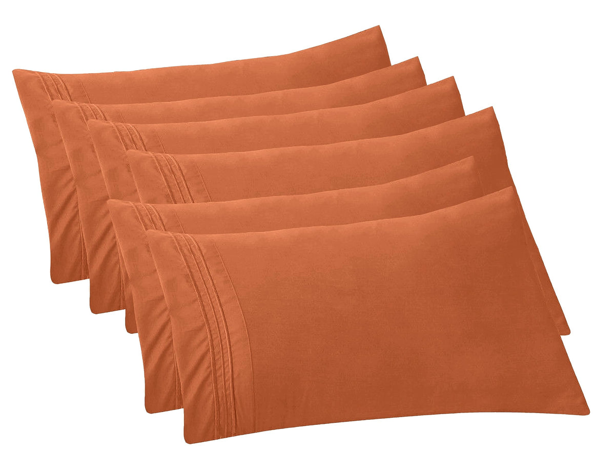 Elegant Comfort 4-PACK Solid Pillowcases 1500 Premium Hotel Quality Microfiber - Smooth Weave, Wrinkle and Stain Resistant, Easy Slip-On, 4-Piece Set, Standard/Queen Pillowcase, Gray