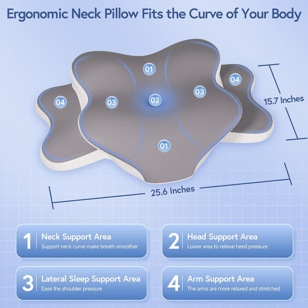 Ergonomic Cervical Memory Foam Pillow for Sleep Apnea Neck Support