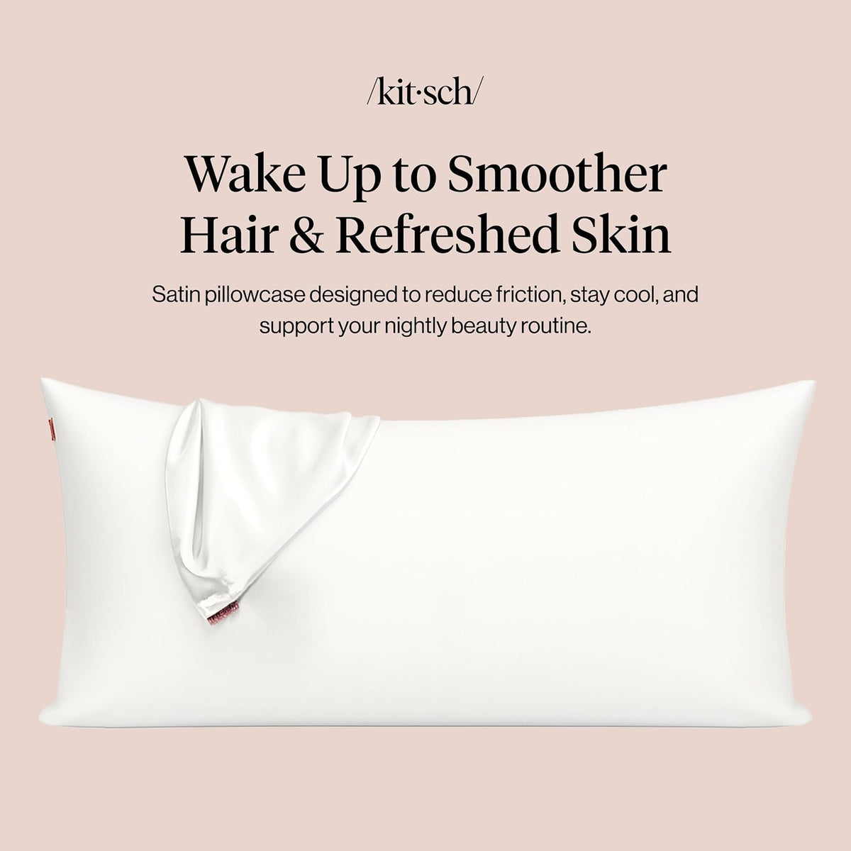 Kitsch Satin Pillowcase with Zipper - 2 pcs King Size, Ivory