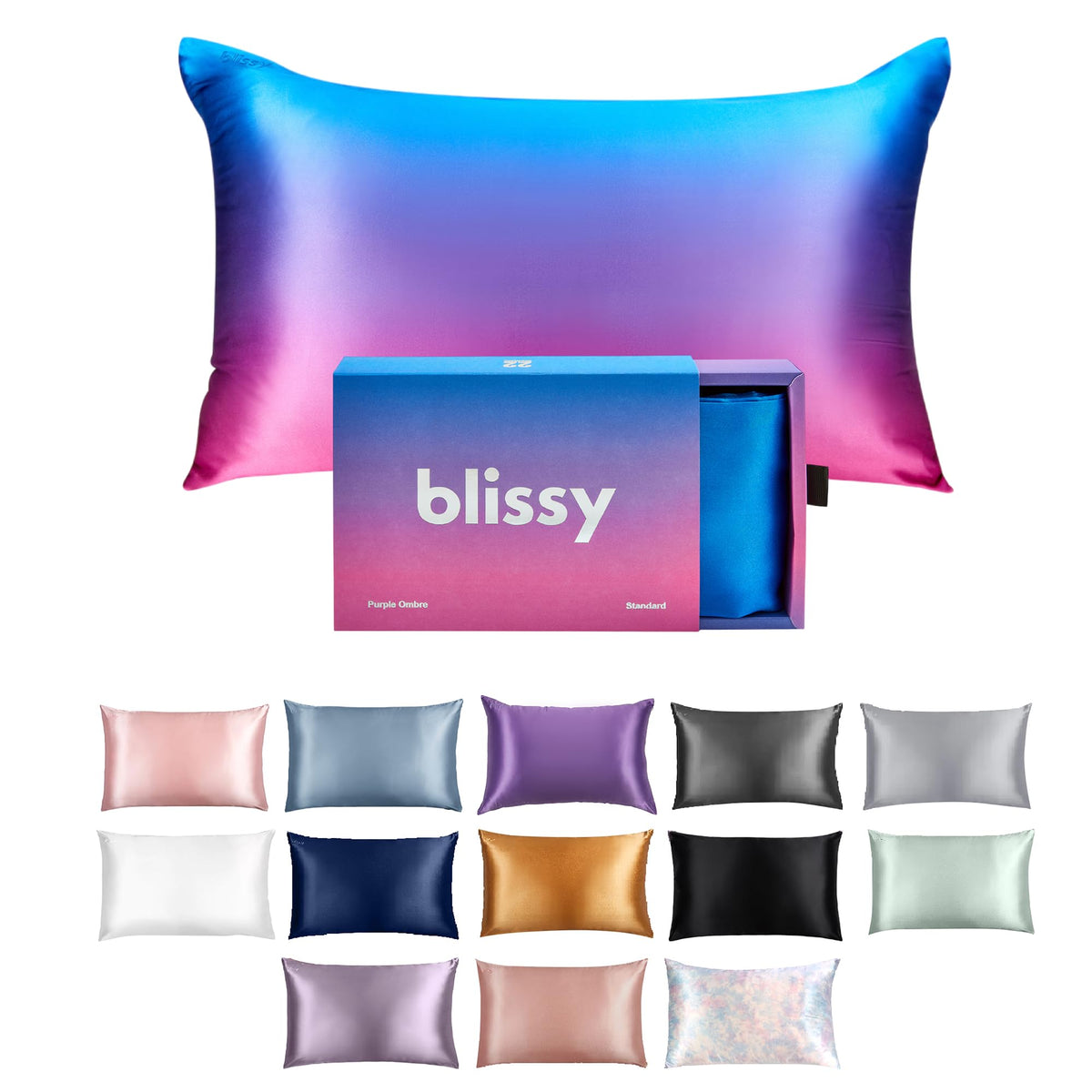 Blissy Silk Pillowcase - 100% Pure Mulberry Silk - 22 Momme 6A High-Grade Fibers - Silk Pillow Cover for Hair & Skin - Regular, Queen & King (Blissy White, Standard)