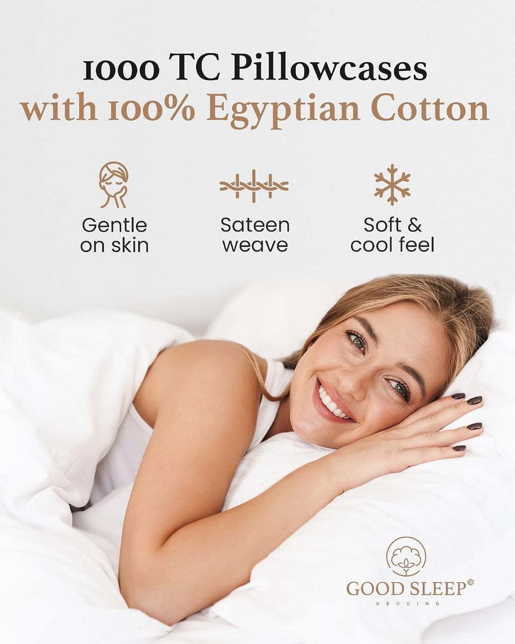 1000 TC Standard Pillowcases Set of 4 100% Egyptian Cotton Pillow Cases