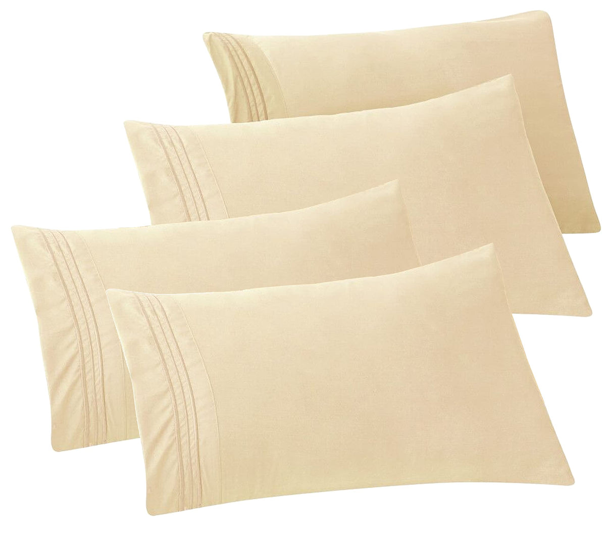 Elegant Comfort 4-PACK Solid Pillowcases 1500 Premium Hotel Quality Microfiber - Smooth Weave, Wrinkle and Stain Resistant, Easy Slip-On, 4-Piece Set, Standard/Queen Pillowcase, Gray