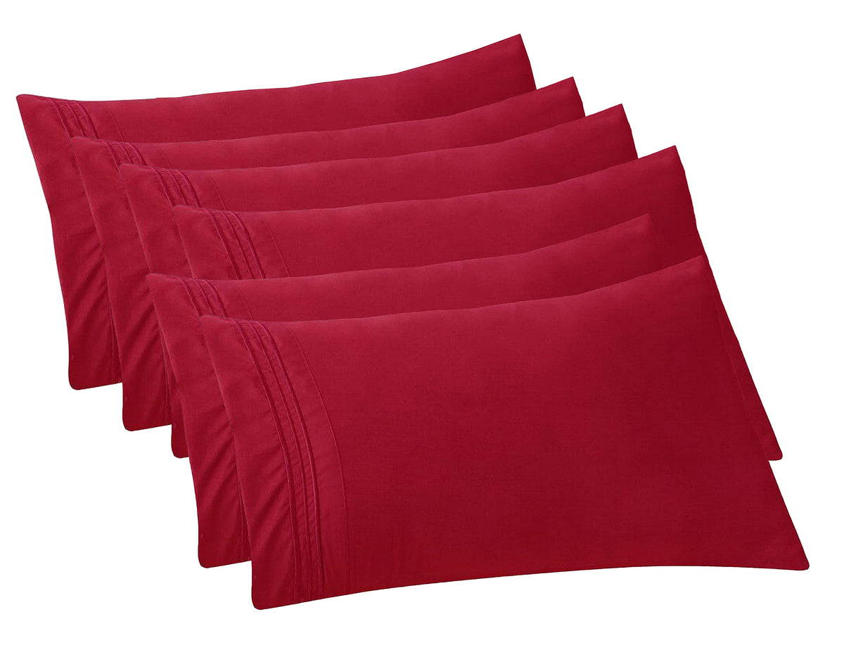 Elegant Comfort 4-PACK Solid Pillowcases 1500 Premium Hotel Quality Microfiber - Smooth Weave, Wrinkle and Stain Resistant, Easy Slip-On, 4-Piece Set, Standard/Queen Pillowcase, Gray
