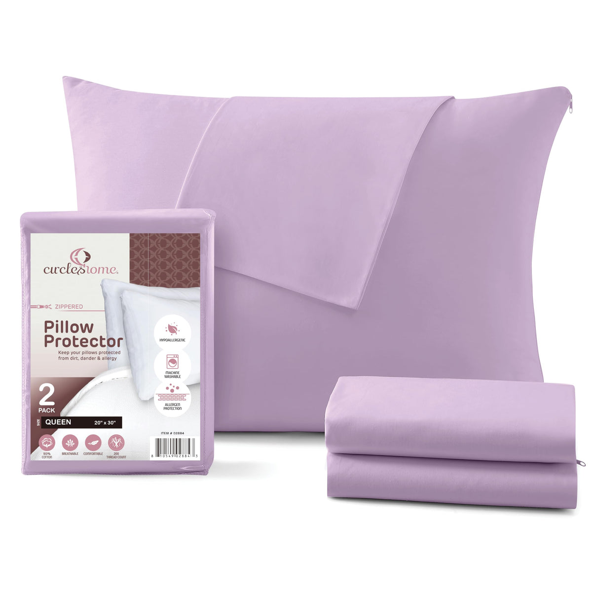CirclesHome Pillow Protectors 4 Pack Standard Zippered - 100% Cotton Breathable Pillowcases - Protects Pillows from Dirt, Dust and Debri (Standard - Set of 4 - 20x26)