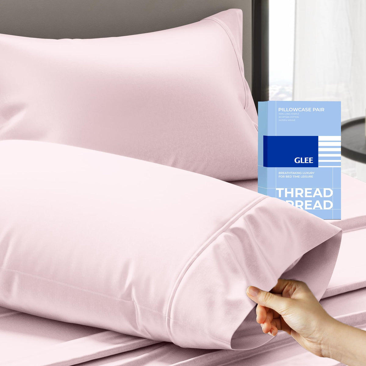 THREAD SPREAD 100% Cotton Pillow Cases Queen Size Set of 2 - Luxury 400 Thread Count Queen Pillow Cases (White), Soft Cooling Breathable Hotel Cotton Pillowcases, Fits Standard Pillows