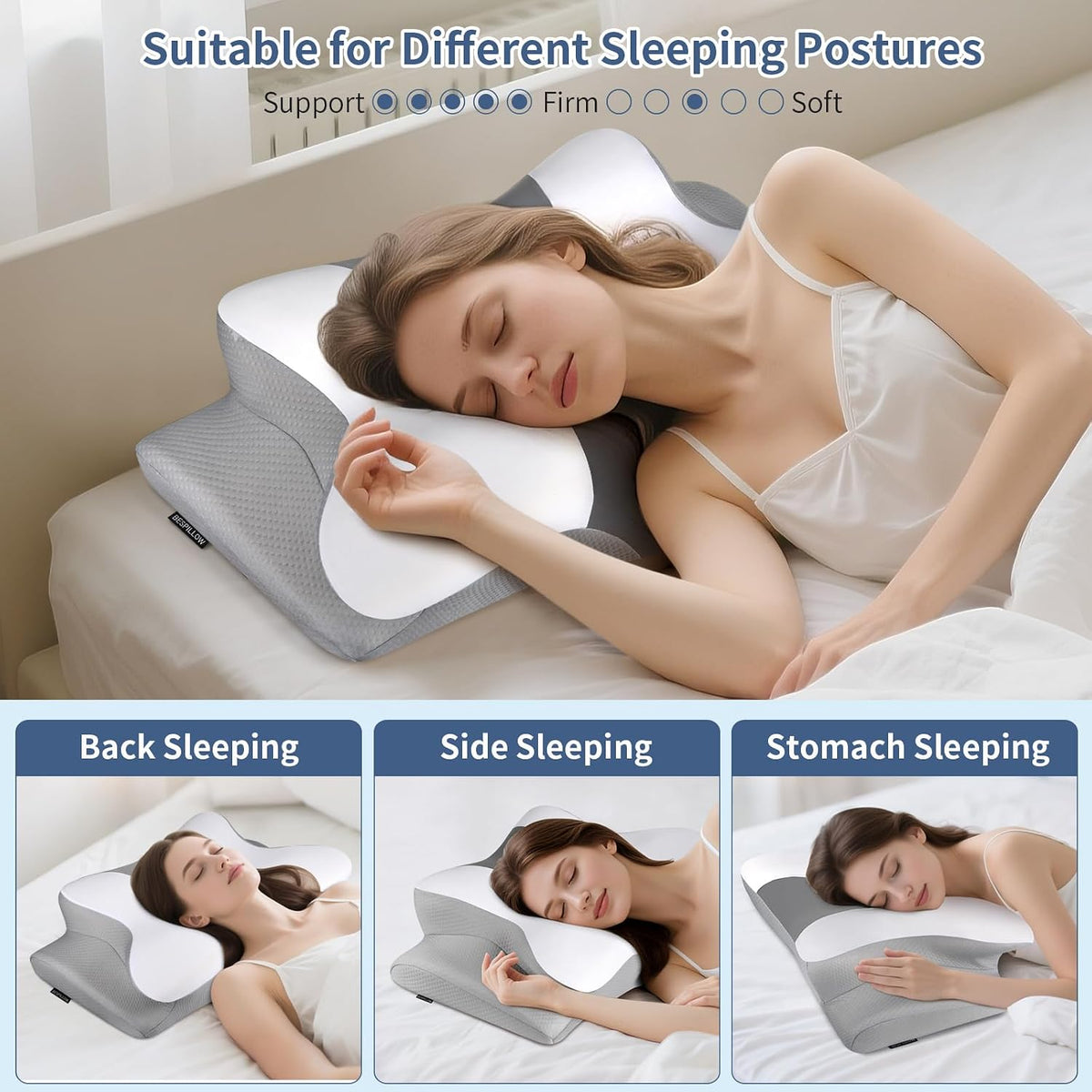 Cervical Neck Pillow for Pain Relief - Ergonomic Pillow Side Sleeper Pillow for Sleeping, Orthopedic Bed Pillow Neck Support Pillow, Contour Memory Foam Pillows for Side Back Sleepers