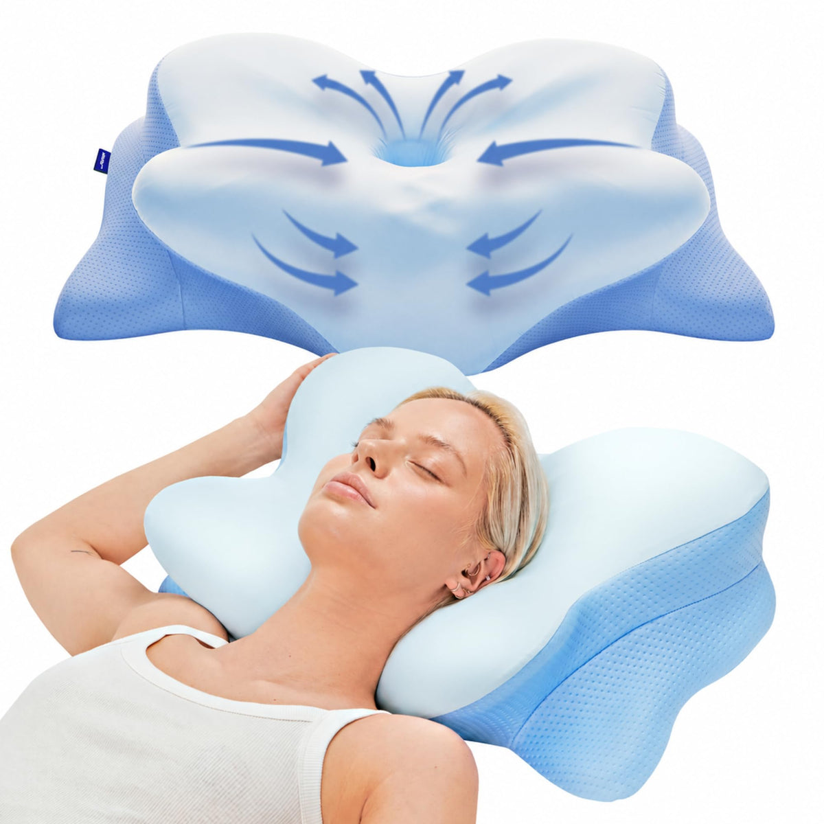 Derila Ergo Cervical Neck Pillow for Sleeping Pillow Contour Memory Foam Pillows for Back, Side Sleeper Pillows 21.25 x 14.17 x 4.72 inches