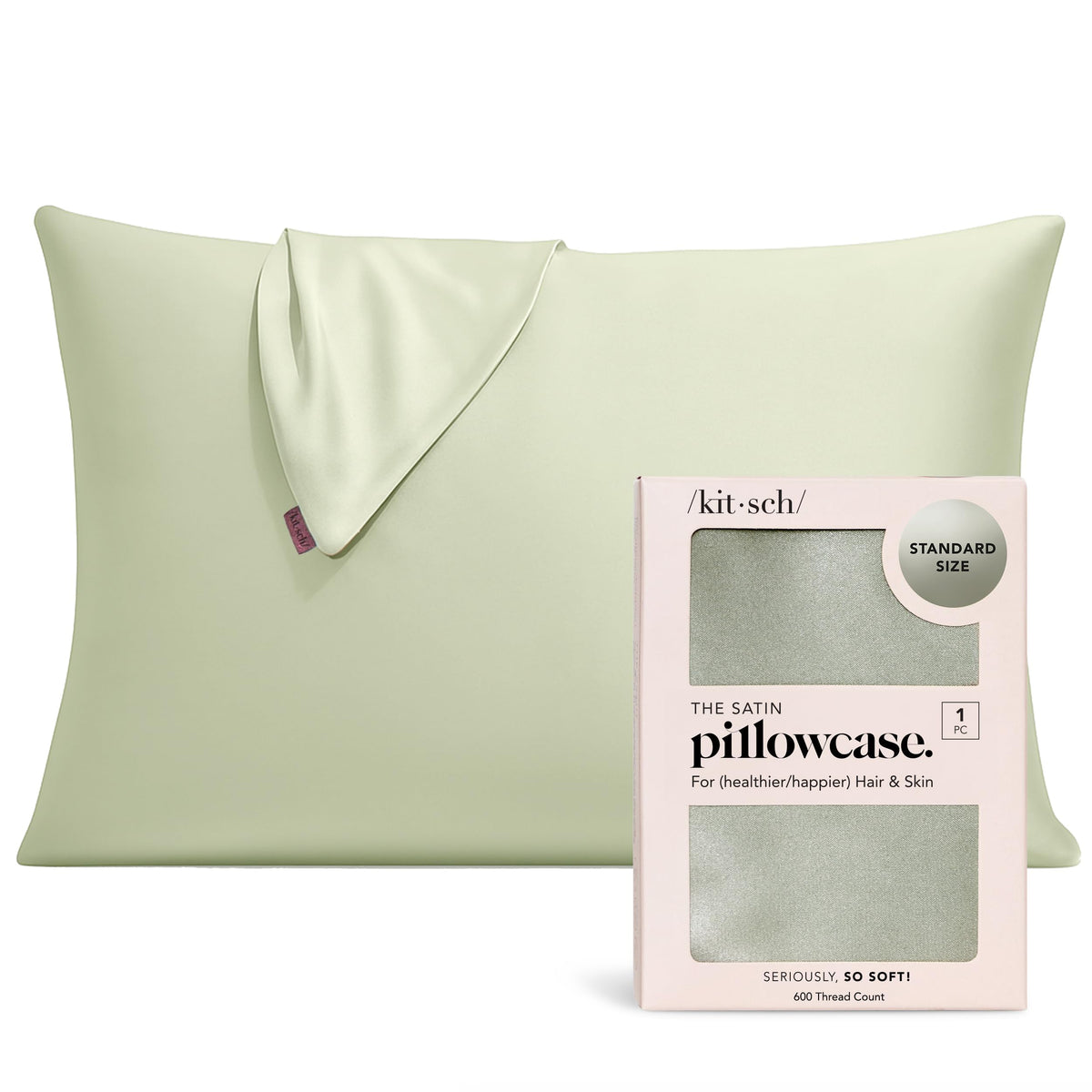 Kitsch Satin Pillowcase with Zipper - 2 pcs King Size, Ivory