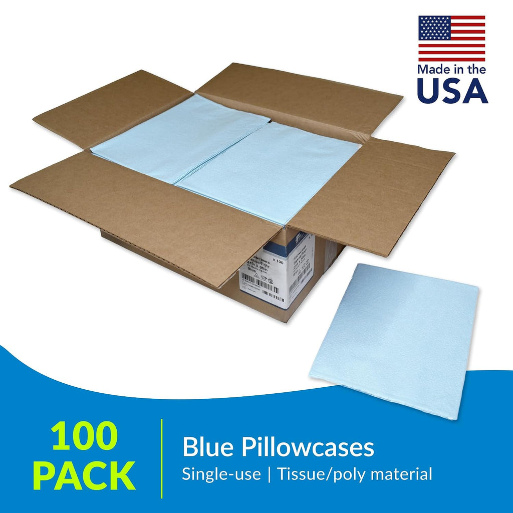 TIDI 703 Avalon Disposable Pillow Case Covers, Blue, 21 x 30 in, 100 Count