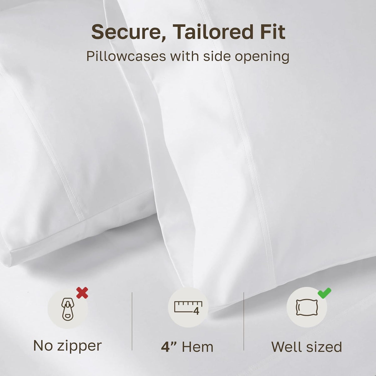 California Design Den 800 Thread Count 2-Pack Pillowcases Standard, White