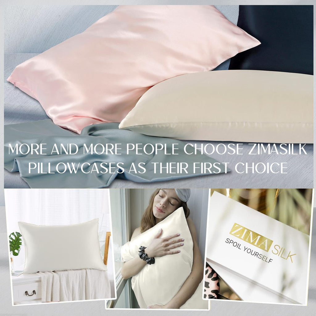 ZIMASILK 100% Pure Mulberry Silk Pillow Cases for Hair and Skin, Queen