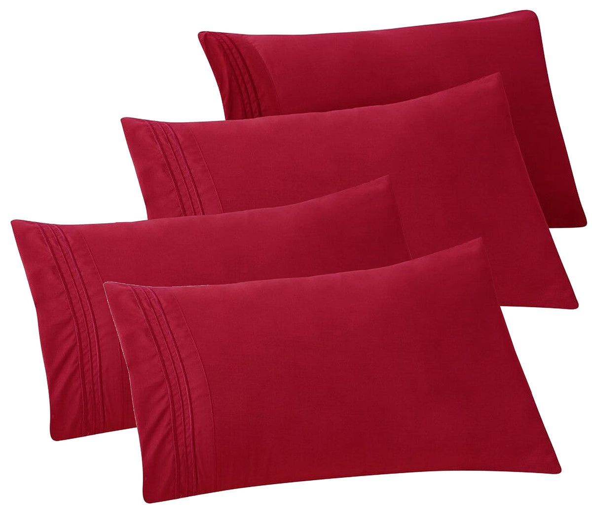 Elegant Comfort 4-PACK Solid Pillowcases 1500 Premium Hotel Quality Microfiber - Smooth Weave, Wrinkle and Stain Resistant, Easy Slip-On, 4-Piece Set, Standard/Queen Pillowcase, Gray