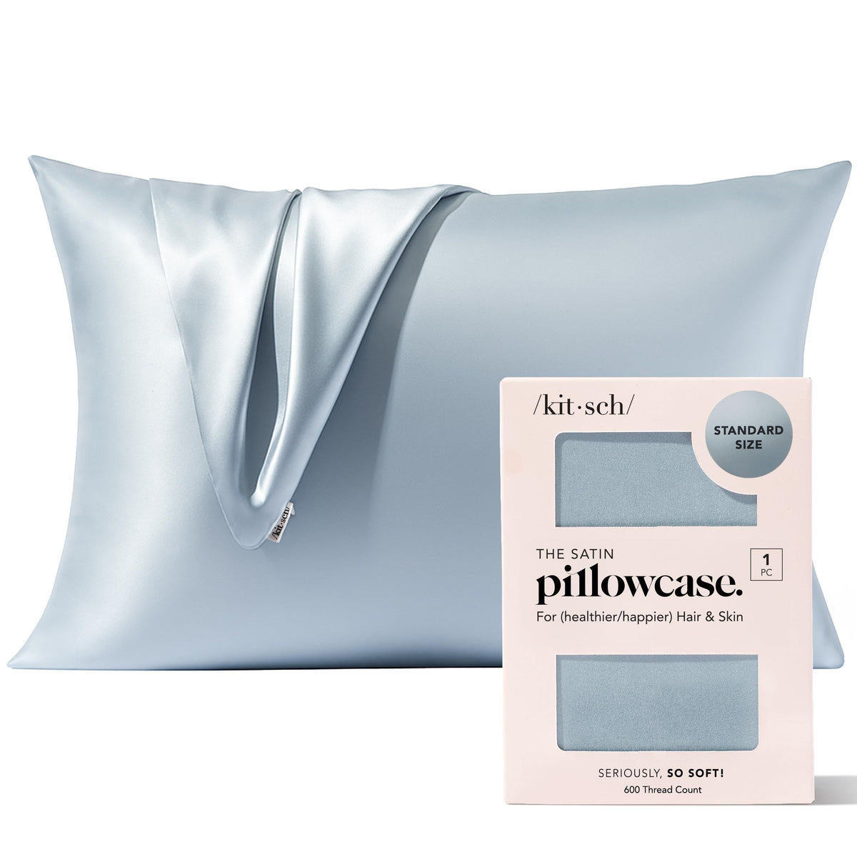 Kitsch Satin Pillowcase with Zipper - 2 pcs King Size, Ivory