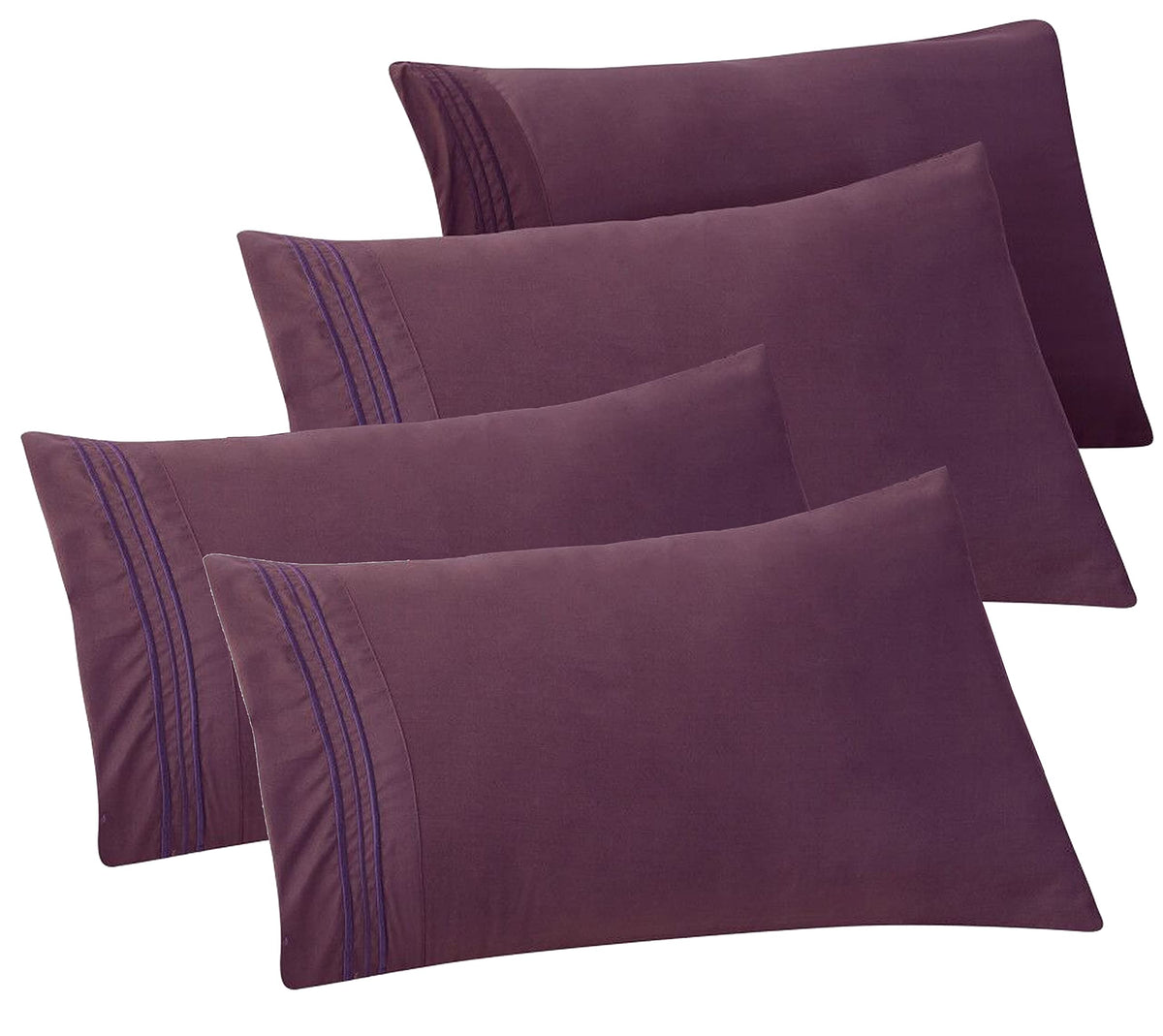 Elegant Comfort 4-PACK Solid Pillowcases 1500 Premium Hotel Quality Microfiber - Smooth Weave, Wrinkle and Stain Resistant, Easy Slip-On, 4-Piece Set, Standard/Queen Pillowcase, Gray