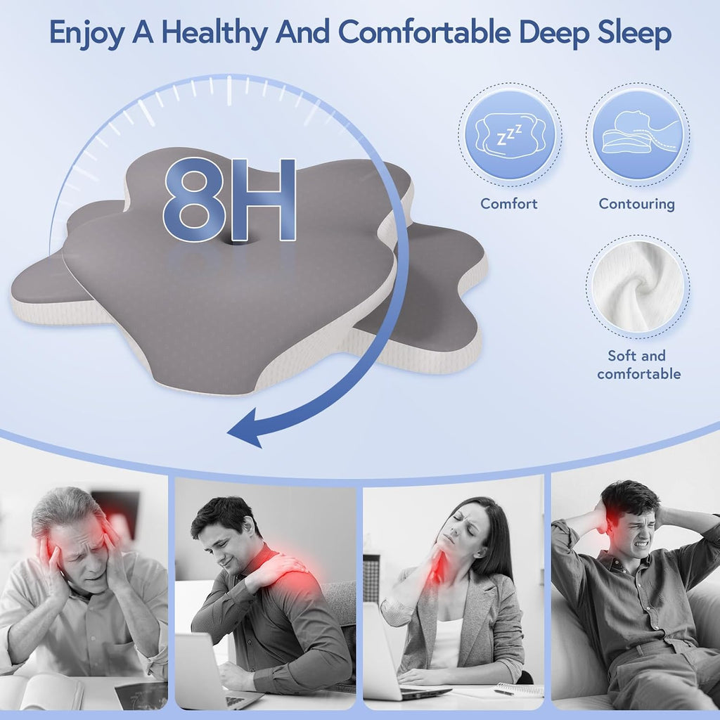 Ergonomic Cervical Memory Foam Pillow for Sleep Apnea Neck Support