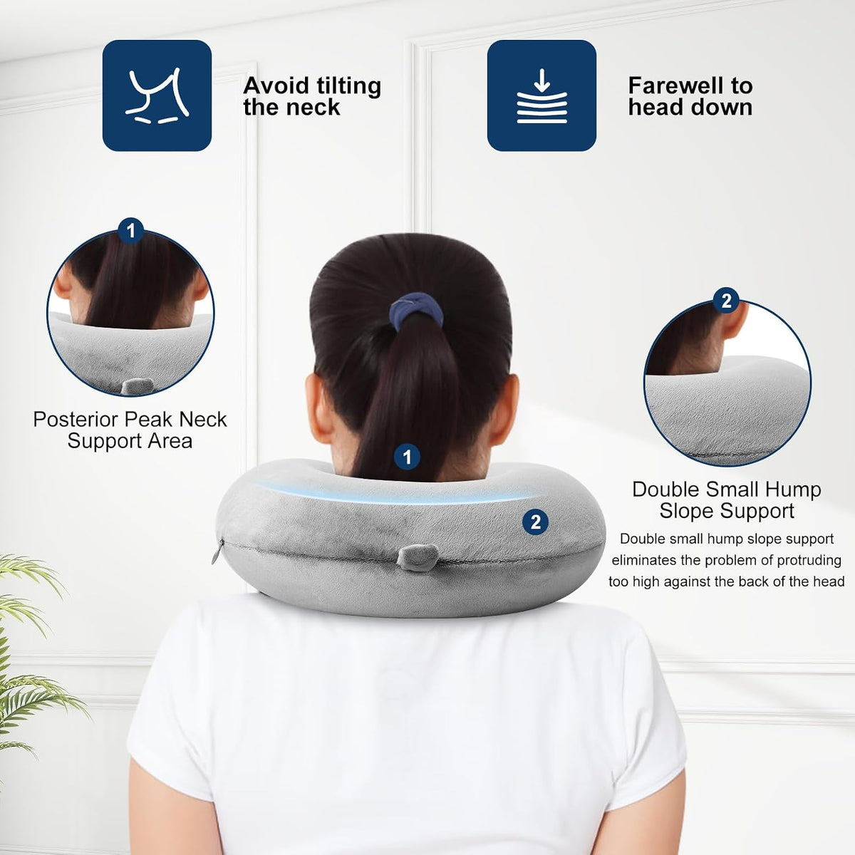 GDEOUP Travel Pillow 100% Pure Comfortable U Shape Memory Foam Pillows Neck and Head Support Portable Travel Neck Pillow Suitable for Planes Airplane for Traveling,Train,Self-Drivingng Car,(Grey)