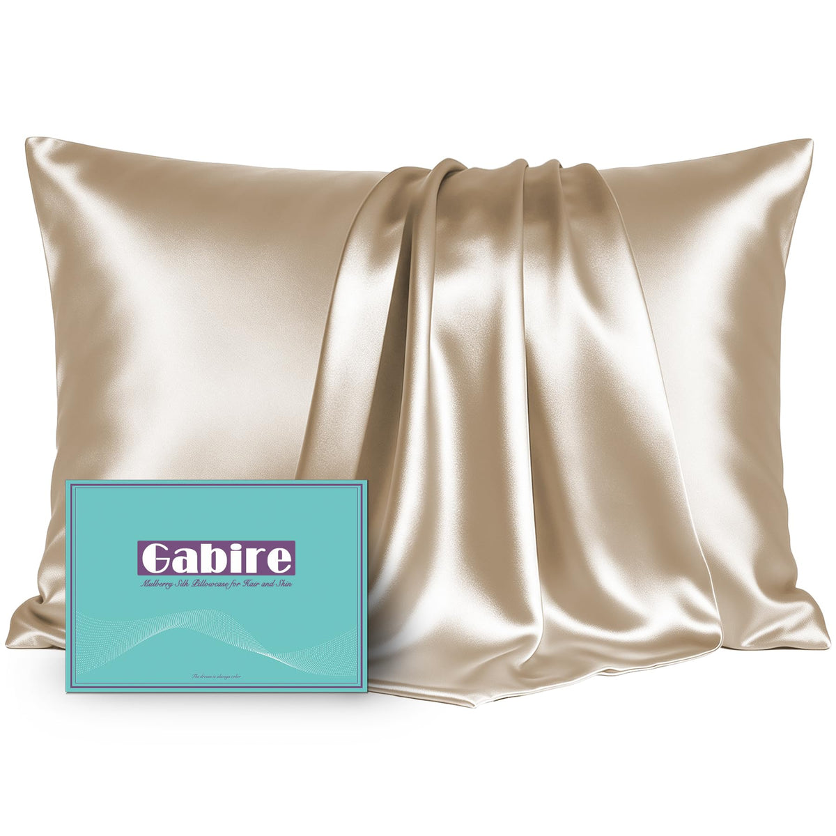 Gabire Mulberry Silk Pillow Cases Set of 2, Both Sides Real Silk Pillowcase for Hair and Skin Prevent Acne Pillowcase Organic Silk Pillowcase 2 Pack with Hidden Zipper, Black, Standard (20"×26")