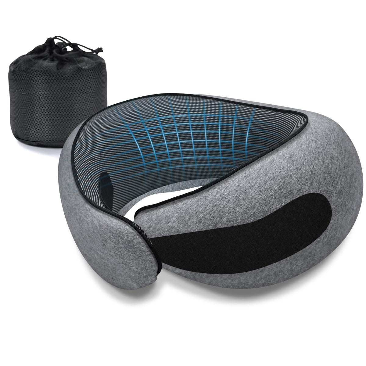 Neck Travel Pillows for Airplanes Memory Foam Neck Comfort Pillow Compact Ergonomic Design Sleeping Essentials for Long Flights Car Rides and Home Use (Grey)