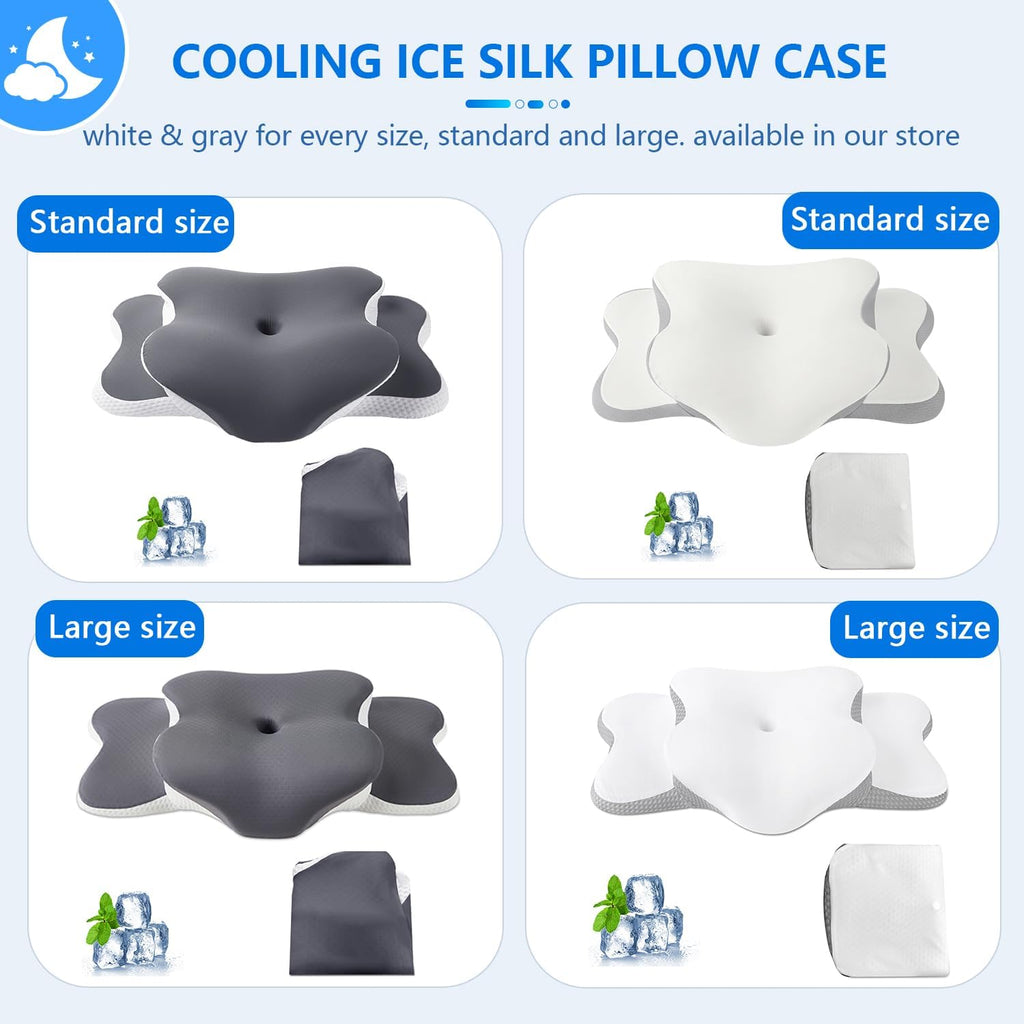 Ergo Pillow for Sleep Apnea, Neck Pain, and Snoring Relief | Cervical Neck Pillow for Neck Pain Relief & Side Sleeper | Orthopedic Memory Foam with Ergonomic Neck Support, Gray, Standard