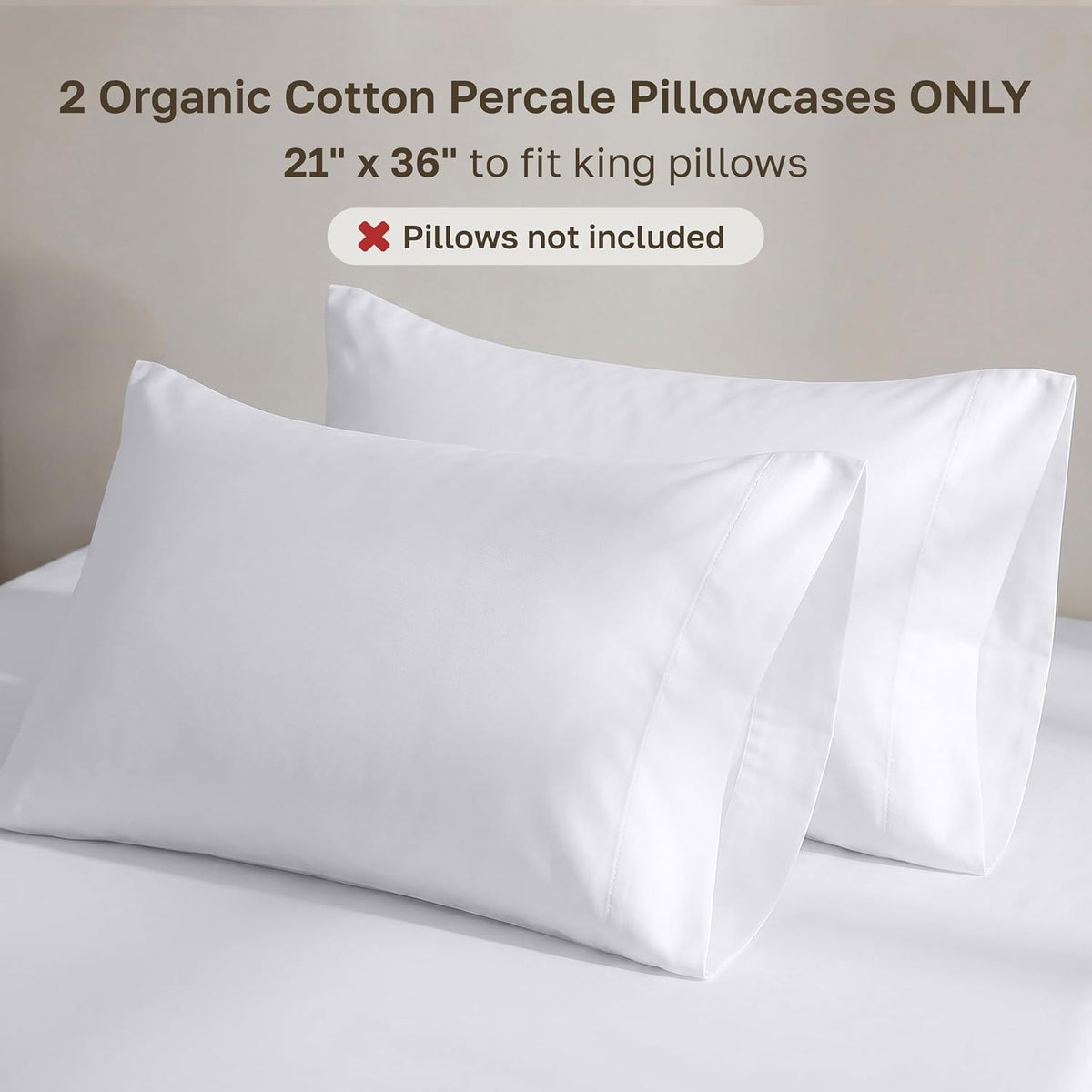 California Design Den 100% Organic Cotton 2-Pack King Pillowcases
