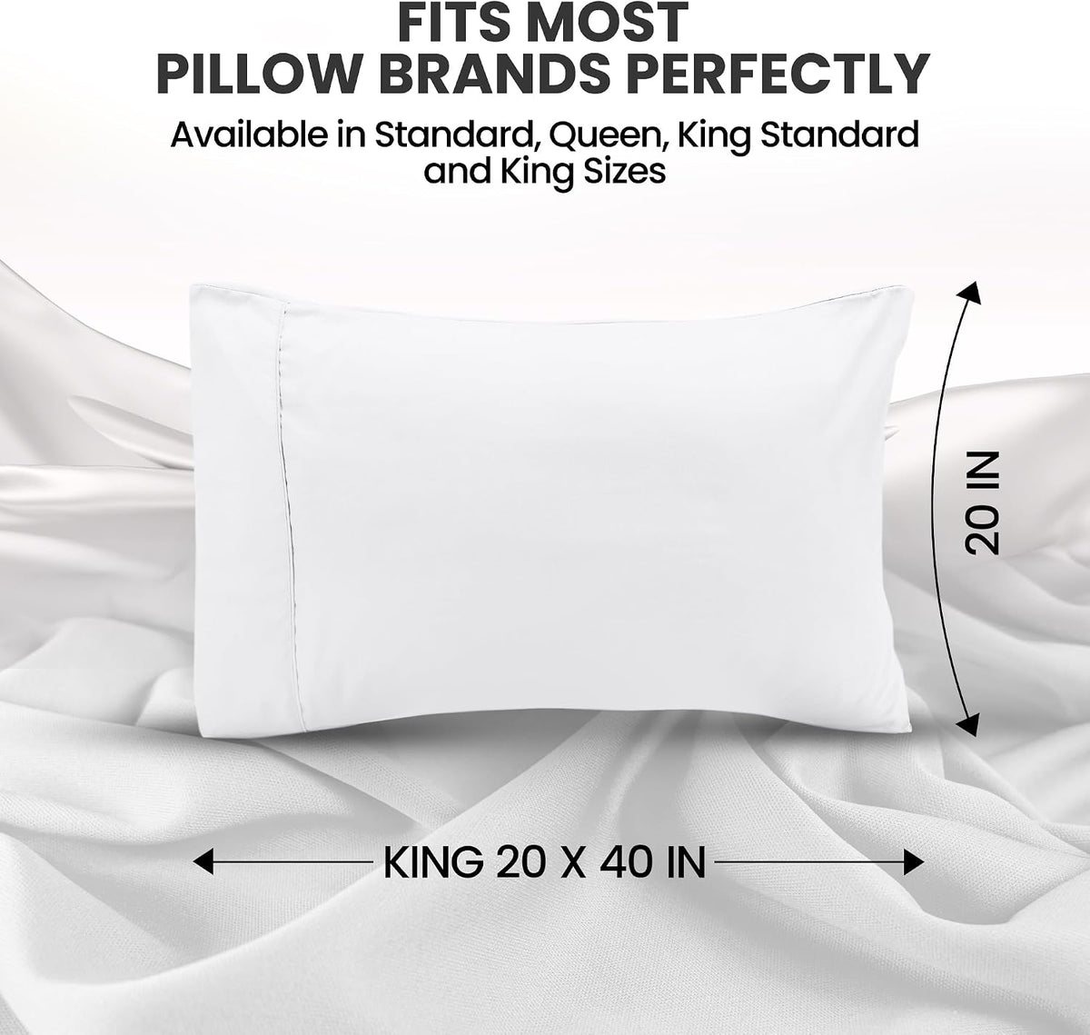 Pillow Covers King Size Set of 12, Soft and Comfy Pillow Cases, White