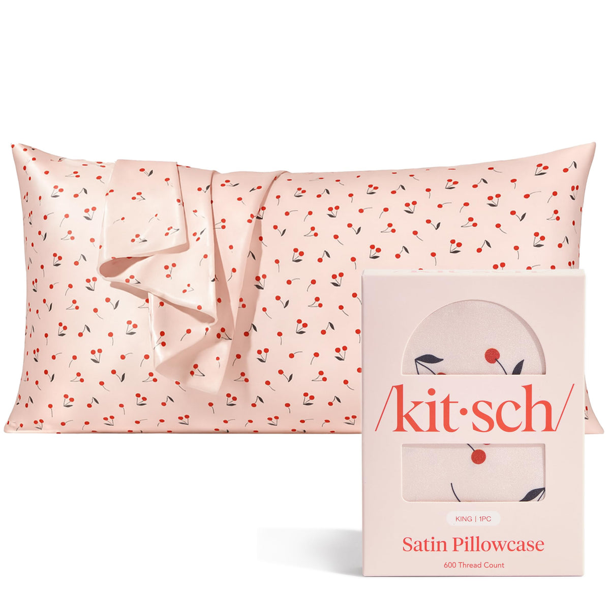 Kitsch Satin Pillowcase with Zipper - 2 pcs King Size, Ivory