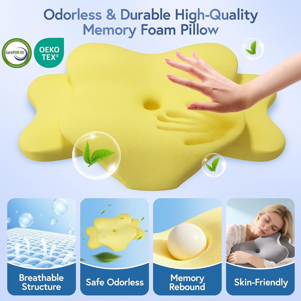Ergonomic Cervical Memory Foam Pillow for Sleep Apnea Neck Support