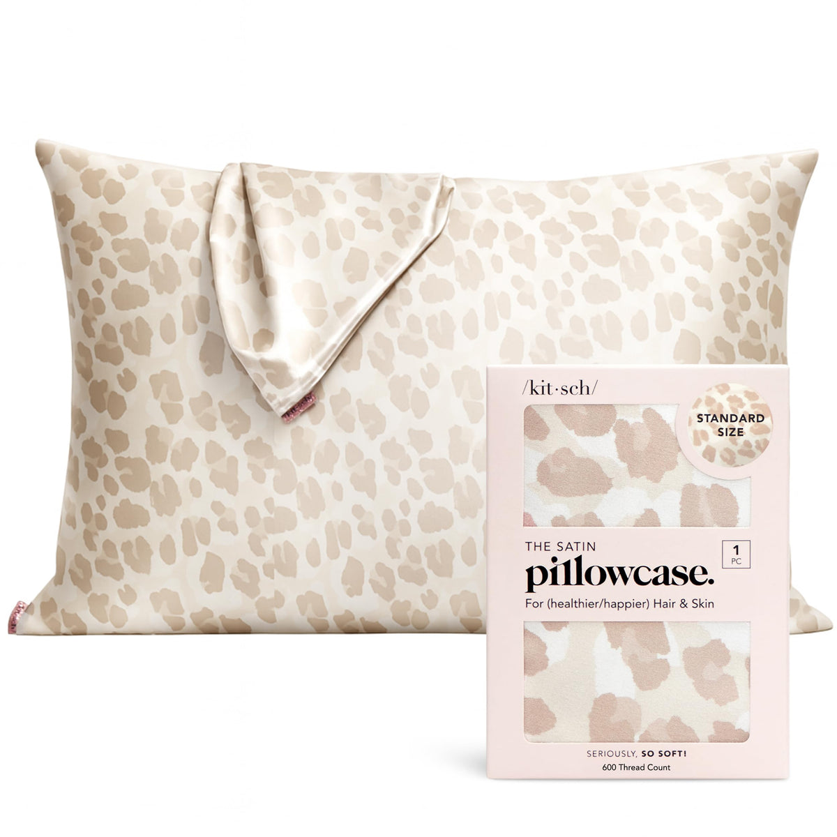 Kitsch Satin Pillowcase with Zipper - 2 pcs King Size, Ivory
