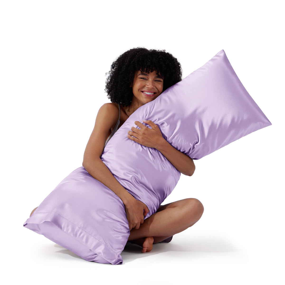 Bedsure Satin Pillowcase Standard Set of 2, Silky Pillow Cases, Beige