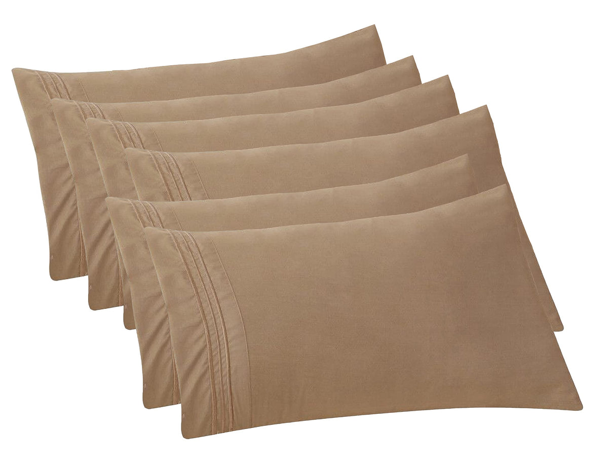 Elegant Comfort 4-PACK Solid Pillowcases 1500 Premium Hotel Quality Microfiber - Smooth Weave, Wrinkle and Stain Resistant, Easy Slip-On, 4-Piece Set, Standard/Queen Pillowcase, Gray
