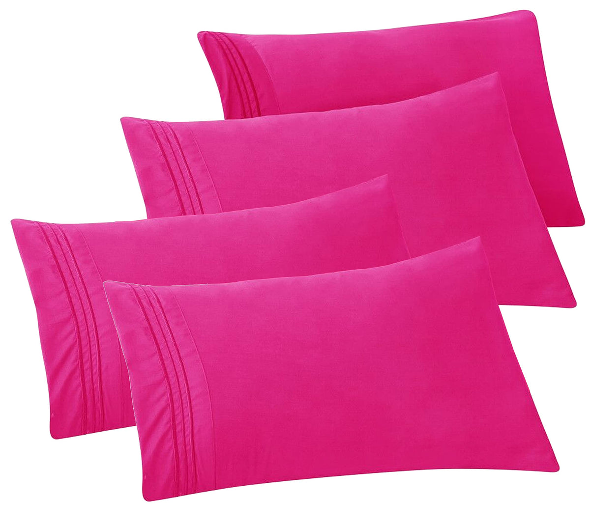 Elegant Comfort 4-PACK Solid Pillowcases 1500 Premium Hotel Quality Microfiber - Smooth Weave, Wrinkle and Stain Resistant, Easy Slip-On, 4-Piece Set, Standard/Queen Pillowcase, Gray