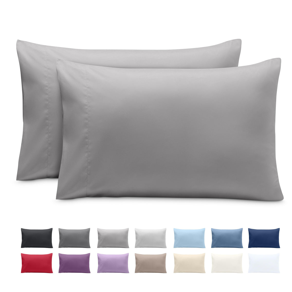 Bare Home Pillowcases Open End (Standard Set of 2, Grey)