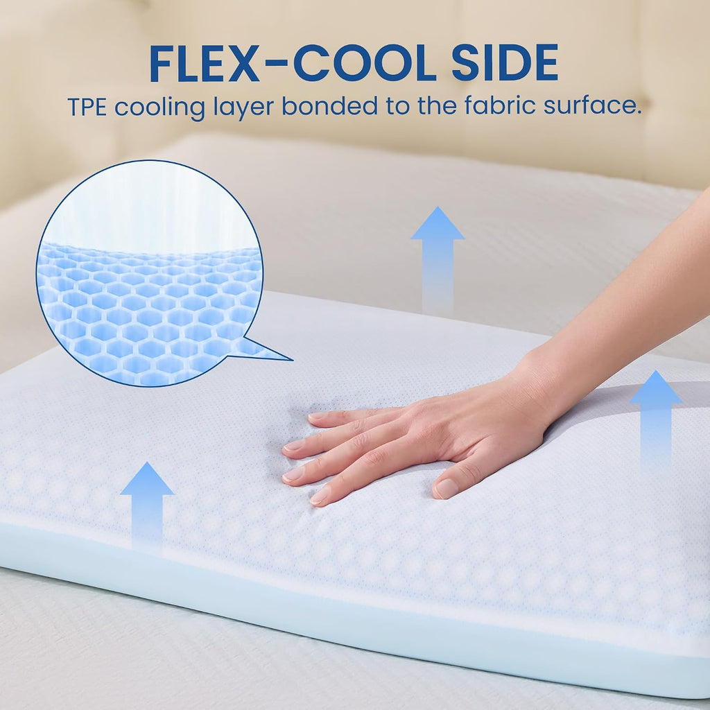 Memory Foam Bed Pillow with Dual Cooling Surfaces and Contouring Support