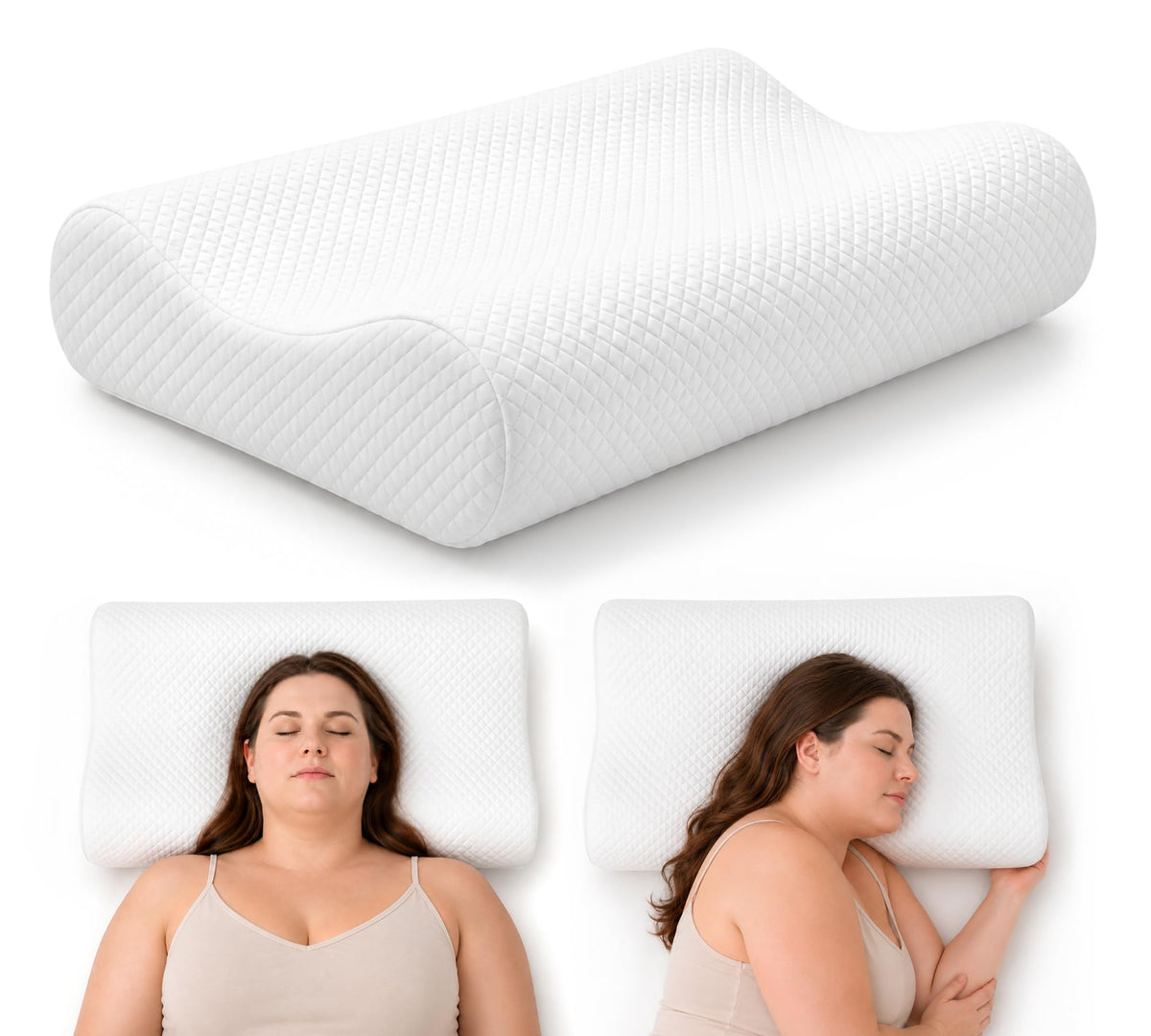 AM AEROMAX 32" King Contour Memory Foam Pillow for Neck Pain Relief, White