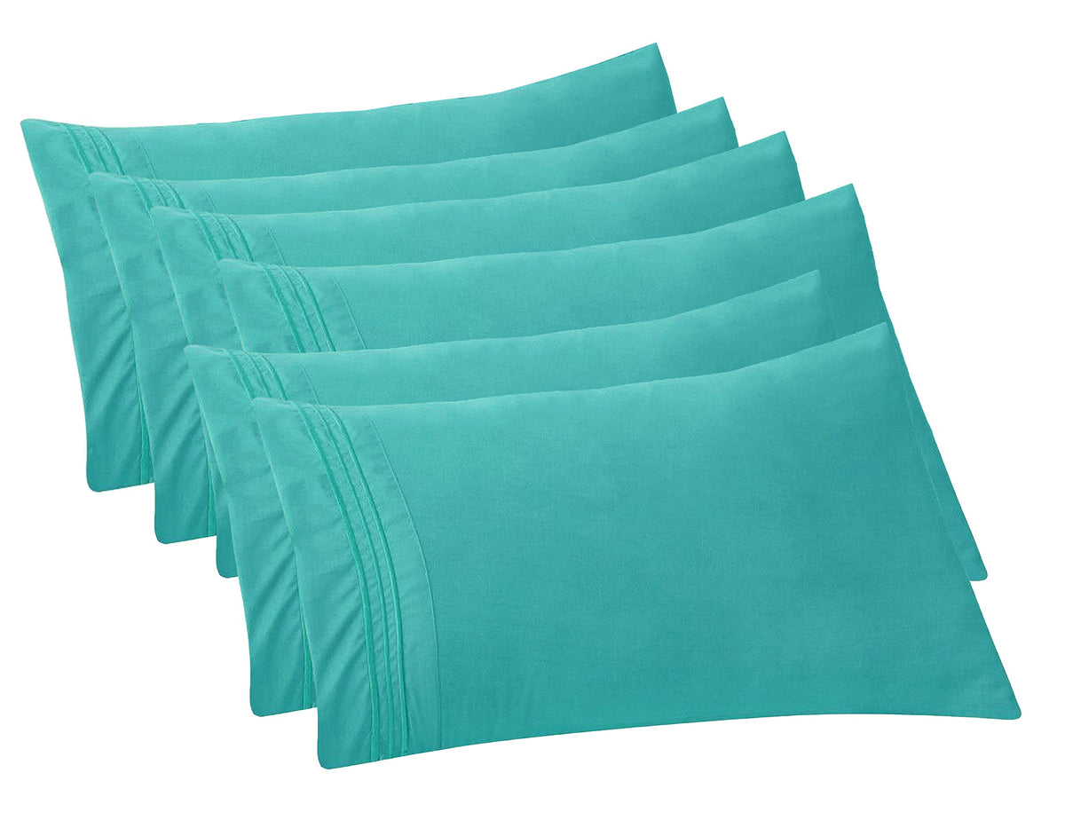 Elegant Comfort 4-PACK Solid Pillowcases 1500 Premium Hotel Quality Microfiber - Smooth Weave, Wrinkle and Stain Resistant, Easy Slip-On, 4-Piece Set, Standard/Queen Pillowcase, Gray