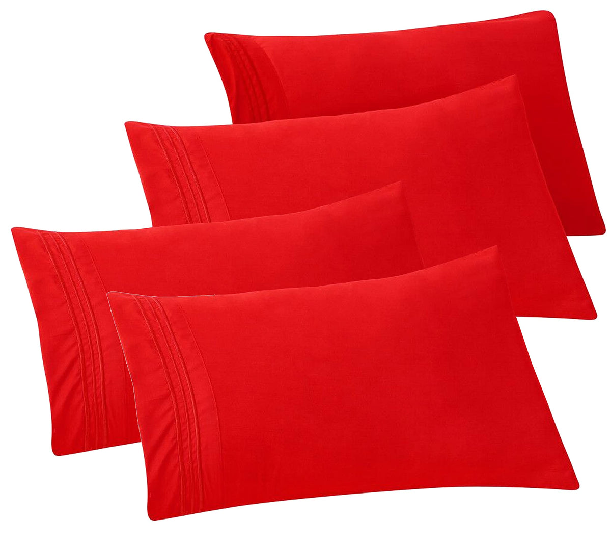 Elegant Comfort 4-PACK Solid Pillowcases 1500 Premium Hotel Quality Microfiber - Smooth Weave, Wrinkle and Stain Resistant, Easy Slip-On, 4-Piece Set, Standard/Queen Pillowcase, Gray