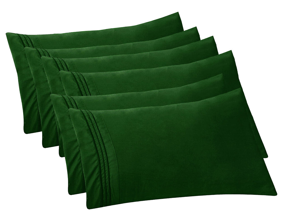 Elegant Comfort 4-PACK Solid Pillowcases 1500 Premium Hotel Quality Microfiber - Smooth Weave, Wrinkle and Stain Resistant, Easy Slip-On, 4-Piece Set, Standard/Queen Pillowcase, Gray