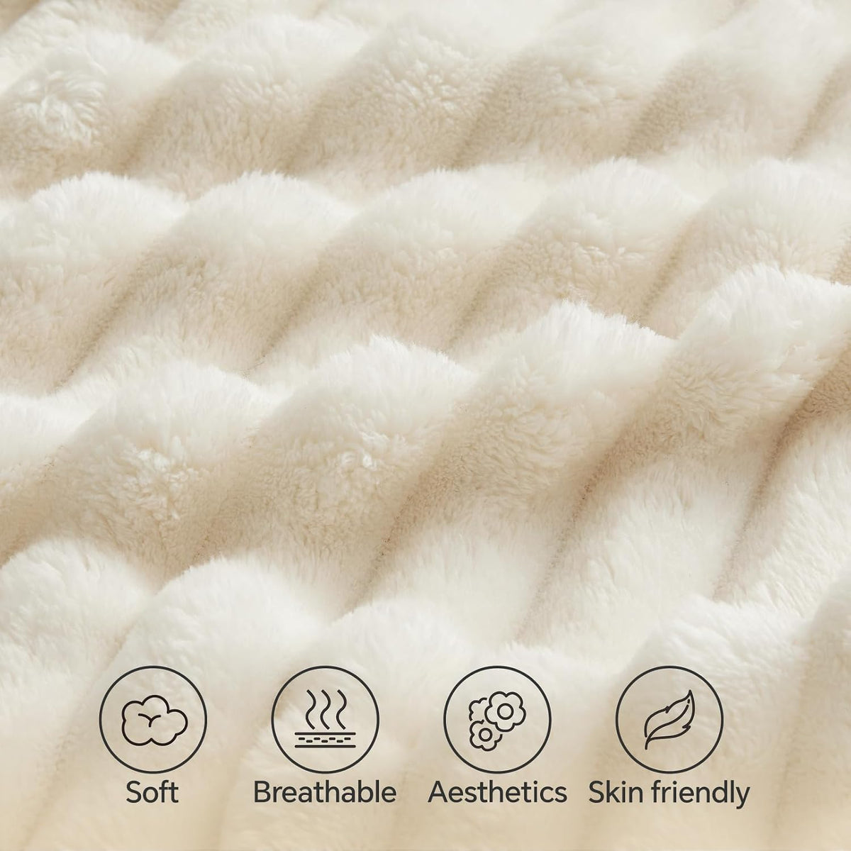 BEDELITE Fluffy Striped Body Pillow Cover with Zipper, Cream White, 20x54