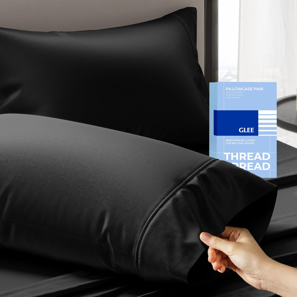 THREAD SPREAD 100% Cotton Pillow Cases Queen Size Set of 2 - Luxury 400 Thread Count Queen Pillow Cases (White), Soft Cooling Breathable Hotel Cotton Pillowcases, Fits Standard Pillows