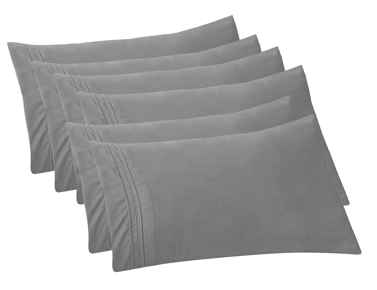 Elegant Comfort 4-PACK Solid Pillowcases 1500 Premium Hotel Quality Microfiber - Smooth Weave, Wrinkle and Stain Resistant, Easy Slip-On, 4-Piece Set, Standard/Queen Pillowcase, Gray